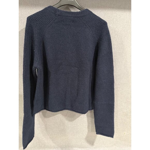 Velvet By Graham & Spencer Navy Ribbed Crewneck Wool Blend Sweater L - Picture 2 of 4